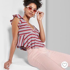 [BUNDLE] 2 Short Sleeve V-Neck Flutter Shirts XS